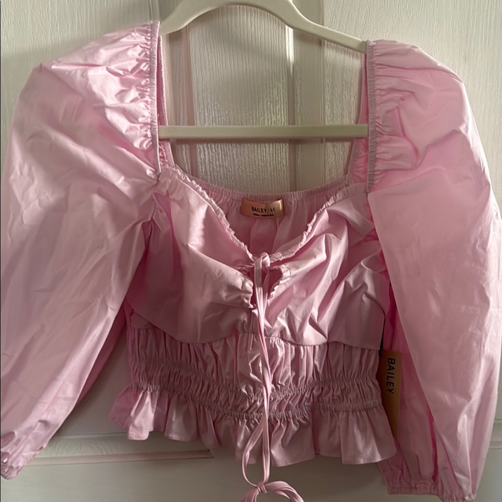 Bailey 44 Pink Smocked Puff Sleeve Blouse